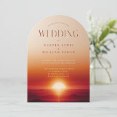 Invitation Mariage couché de soleil rouge (Debout devant)