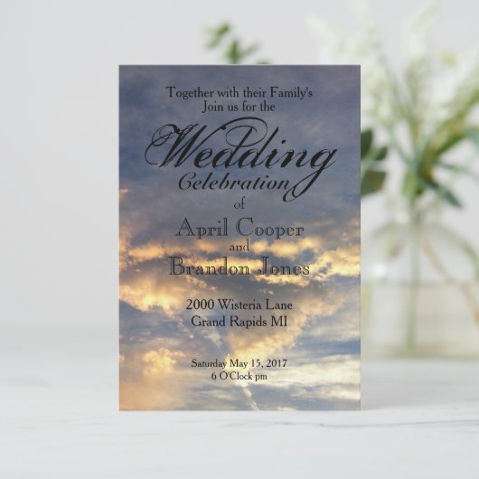 Invitation Mariage coucher de soleil (Debout devant)