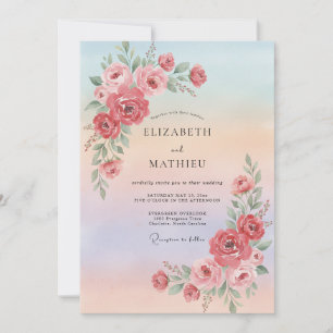 Invitation Mariage Coucher de Soleil Corail Radiant