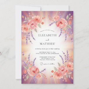 Invitation Mariage Coucher de Soleil Mauve Radieux