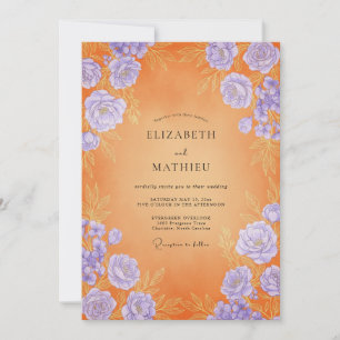 Invitation Mariage Coucher de Soleil Orange Radieux