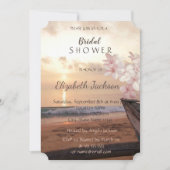 Invitation Mariage coucher de soleil sur la plage, Fête des m (Devant)