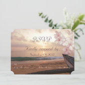 Invitation Mariage coucher de soleil sur la plage, Plumeria R (Debout devant)