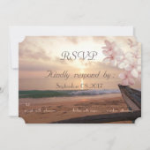 Invitation Mariage Coucher de Soleil sur la Plage, RSVP Plume (Devant)