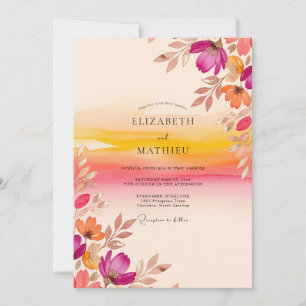 Invitation Mariage Coucher de Soleil Vibrant Magenta