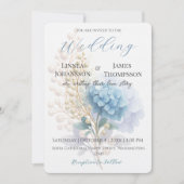 Invitation Mariage couleur bleu d'aquarelle romantique Pearl  (Devant)
