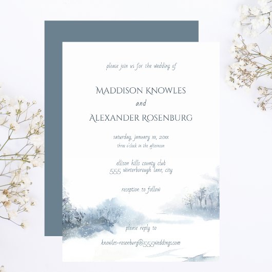 Invitation Mariage couleur bleu et blanc avec RSVP