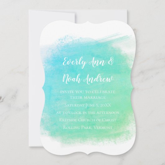 Invitation Mariage couleur bleu et vert Sérénité (Devant)
