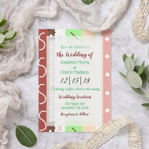 Invitation Mariage couleur corail et saumons verts