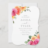 Invitation Mariage couleur gras floral aquarelle (Devant)