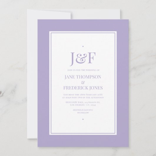 Invitation Mariage couleur Lavender numérique (Devant)