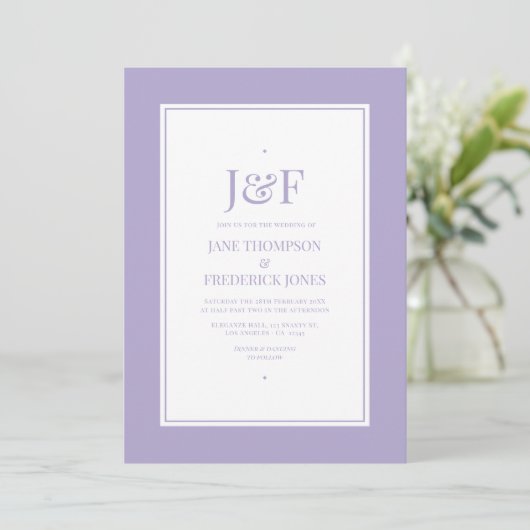 Invitation Mariage couleur Lavender numérique (Debout devant)