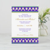 Invitation Mariage couleur or Bollywood India Blue Green (Debout devant)