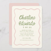 Invitation Mariage couleur vert clair Wavy par écriture