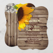 Invitation mariage country champêtre dentelle bois de grange (Devant / Derrière)