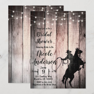 Invitation Mariage Country Cowboy Rustique en Bois de Grange