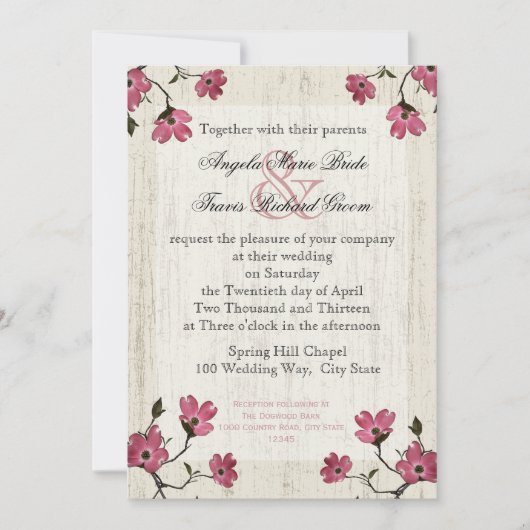 Invitation Mariage Country Dogwood (Devant)