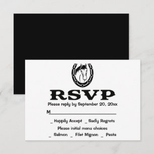Invitation Mariage Country Rustique Cheval RSVP Noir Occident