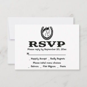 Invitation Mariage Country Rustique Cheval RSVP Noir Occident