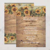 Invitation Mariage Country Sunflowers & Papillons  (Devant / Derrière)