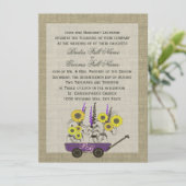 Invitation Mariage Country Wagon & Burlap (Debout devant)