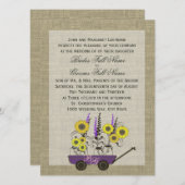 Invitation Mariage Country Wagon & Burlap (Devant / Derrière)