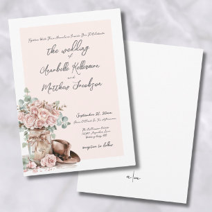 Invitation Mariage Country Western aux Roses Rustiques Élégan