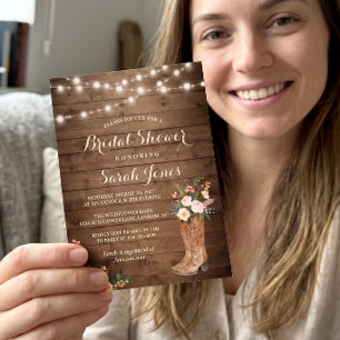 Invitation Mariage Country Western Boots Cowgirl Enterrement