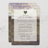 Invitation Mariage Country Wood Heart (Devant / Derrière)