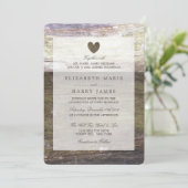 Invitation Mariage Country Wood Heart (Debout devant)