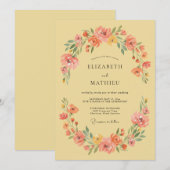 Invitation Mariage Coup de Pinceau Fleur de Corail (Devant / Derrière)