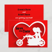 Invitation Mariage Couple à moto Save the Date (Devant / Derrière)