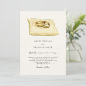 Invitation Mariage couple anneaux art (Debout devant)
