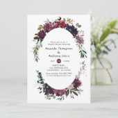 Invitation Mariage Couple Bordo Violet Fleur (Debout devant)