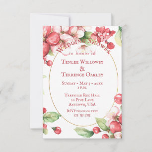 Invitation Mariage Couple Fête de Cherises Rouges et Fleurs