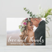 Invitation Mariage Couple Photo Love et Merci Card Kraft (Debout devant)
