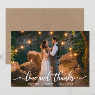 Invitation Mariage Couple Photo Love et Merci Kraft Card