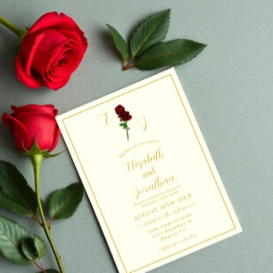 Invitation Mariage Couple Rose Or Ivoire