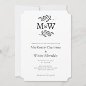 Invitation Mariage Couple Simple Monogramme Initiales Minimal (Devant)