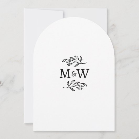 Invitation Mariage Couple Simple Monogramme Initiales Minimal (Dos)
