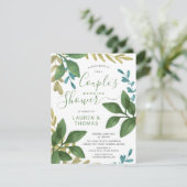 Invitation Mariage Couple's Douche aquarelle Foliage (Debout devant)
