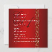 Invitation Mariage Couples Douche Feuille d'or rou (Dos)