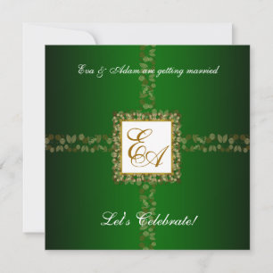 Invitation Mariage Couples Douche Feuille d'or ver