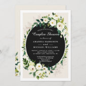 Invitation Mariage Couples Douche Verdure Fleurs blanches (Devant / Derrière)