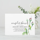 Invitation Mariage COUPLES SHOWER Aquarelle Roses Manuscrit (Debout devant)
