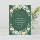 Invitation Mariage Couronne Aqua Jaune Forêt (Debout devant)