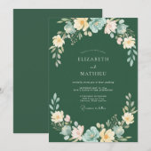 Invitation Mariage Couronne Aqua Jaune Forêt (Devant / Derrière)