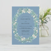 Invitation Mariage Couronne Aquarelle Acier (Debout devant)