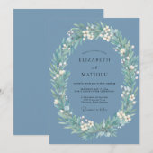 Invitation Mariage Couronne Aquarelle Acier (Devant / Derrière)