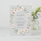 Invitation Mariage Couronne Argent Rosé (Debout devant)